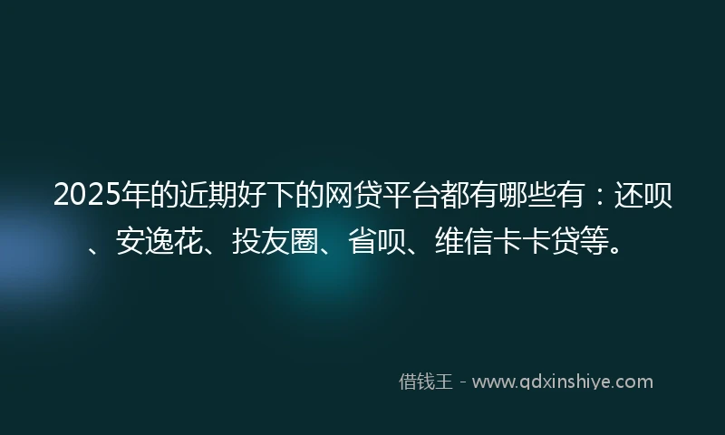 2025年的近期好下的网贷平台都有哪些有：还呗、安逸花、投友圈、省呗、维信卡卡贷等。
