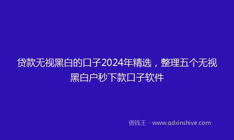 贷款无视黑白的口子2024年精选，整理五个无视黑白户秒下款口子软件