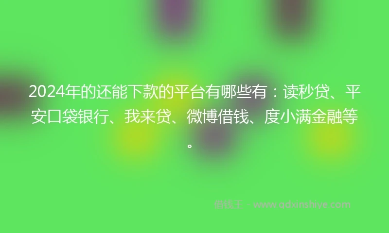 2024年的还能下款的平台有哪些有：读秒贷、平安口袋银行、我来贷、微博借钱、度小满金融等。