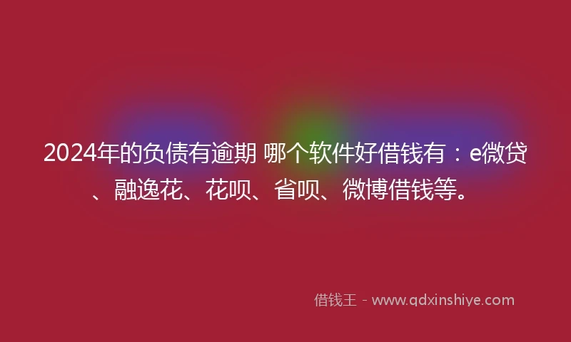 2024年的负债有逾期 哪个软件好借钱有：e微贷、融逸花、花呗、省呗、微博借钱等。