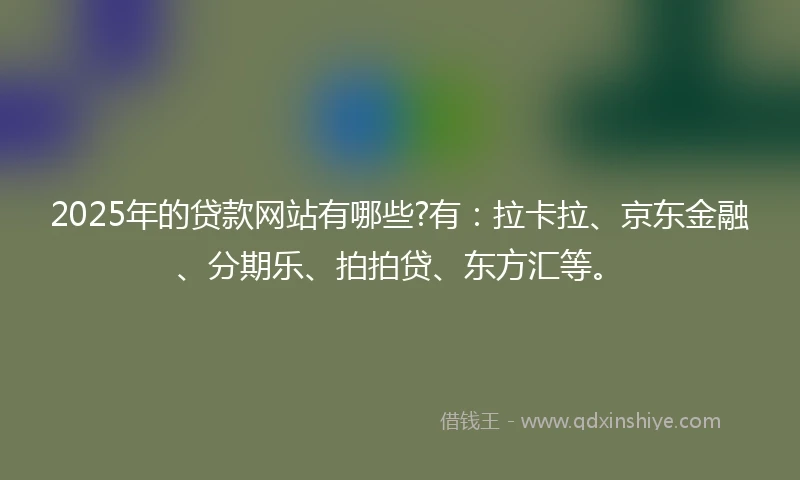 2025年的贷款网站有哪些?有：拉卡拉、京东金融、分期乐、拍拍贷、东方汇等。