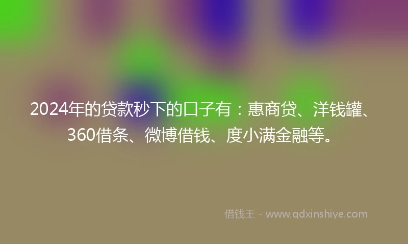 2024年的贷款秒下的口子有：惠商贷、洋钱罐、360借条、微博借钱、度小满金融等。