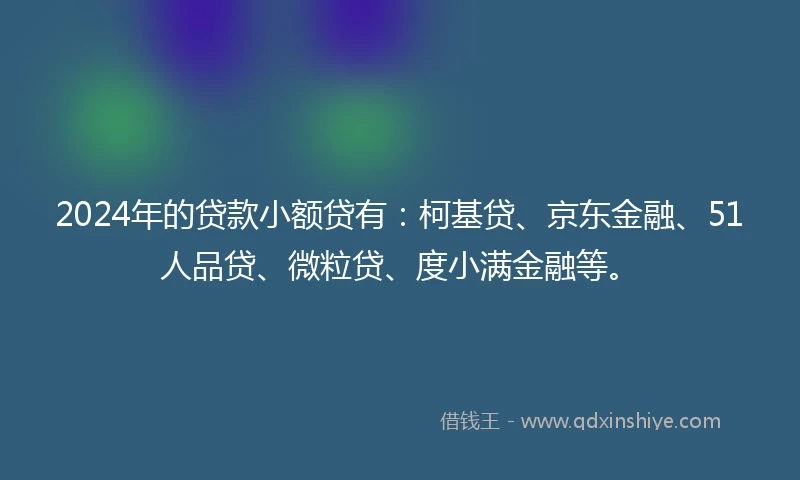 2024年的贷款小额贷有:柯基贷、京东金融、51人品贷、微粒贷、度小满金融等。