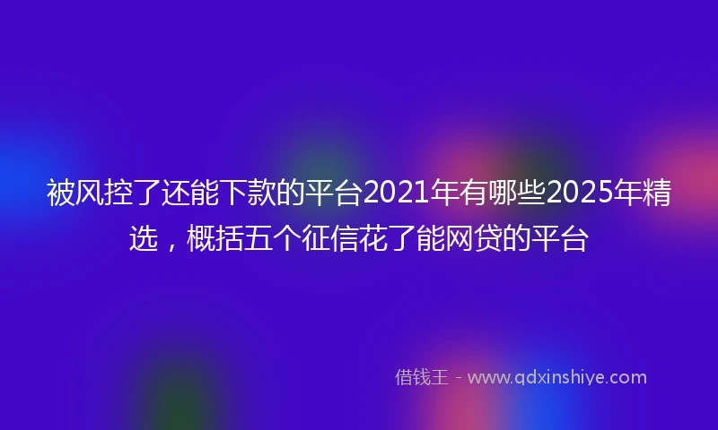 被风控了还能下款的平台2021年有哪些2025年精选，概括五个征信花了能网贷的平台