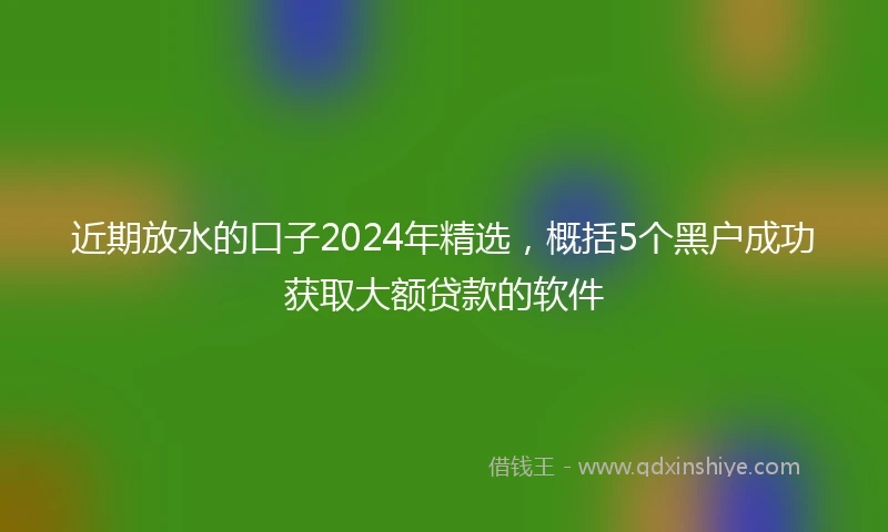 近期放水的口子2024年精选，概括5个黑户成功获取大额贷款的软件