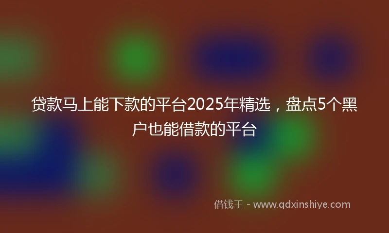 贷款马上能下款的平台2025年精选，盘点5个黑户也能借款的平台