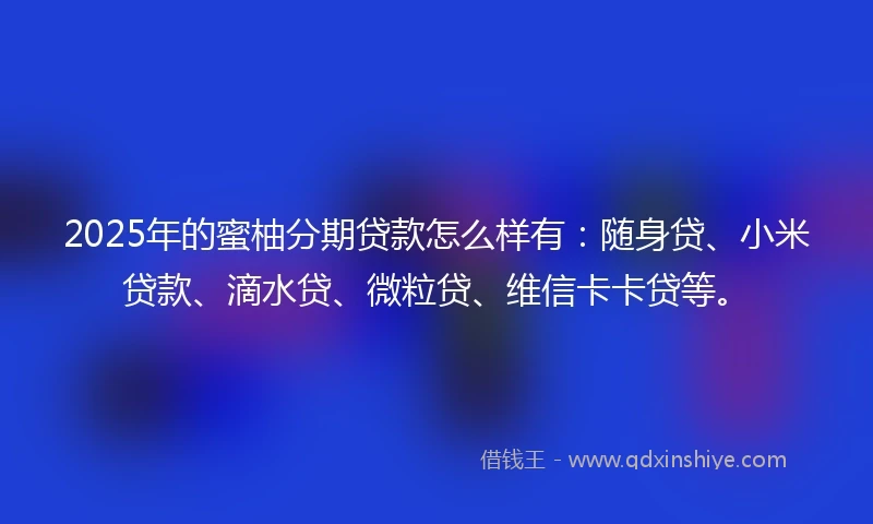 2025年的蜜柚分期贷款怎么样有：随身贷、小米贷款、滴水贷、微粒贷、维信卡卡贷等。