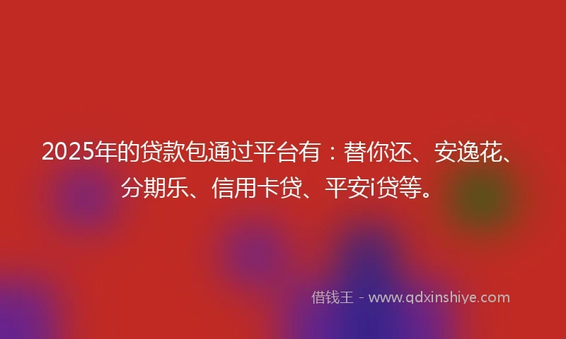 2025年的贷款包通过平台有：替你还、安逸花、分期乐、信用卡贷、平安i贷等。