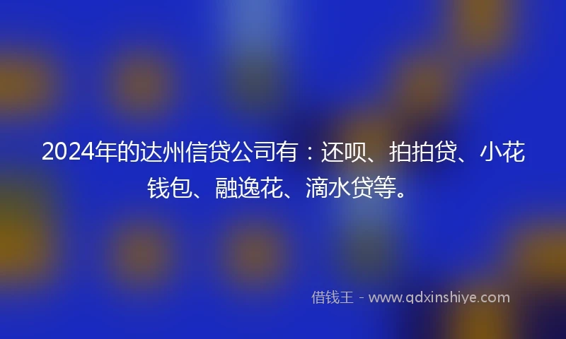 2024年的达州信贷公司有：还呗、拍拍贷、小花钱包、融逸花、滴水贷等。