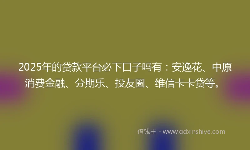2025年的贷款平台必下口子吗有：安逸花、中原消费金融、分期乐、投友圈、维信卡卡贷等。