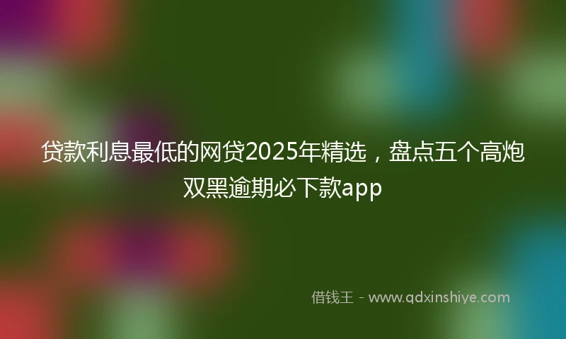 贷款利息最低的网贷2025年精选，盘点五个高炮双黑逾期必下款app