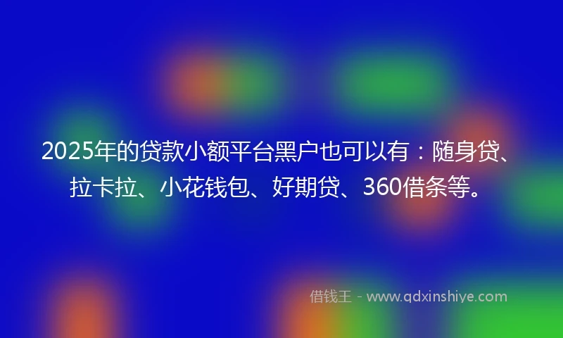 2025年的贷款小额平台黑户也可以有：随身贷、拉卡拉、小花钱包、好期贷、360借条等。