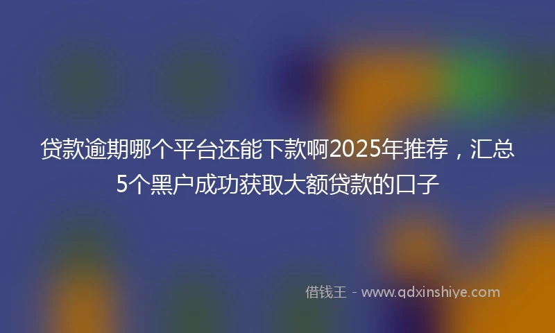 贷款逾期哪个平台还能下款啊2025年推荐，汇总5个黑户成功获取大额贷款的口子