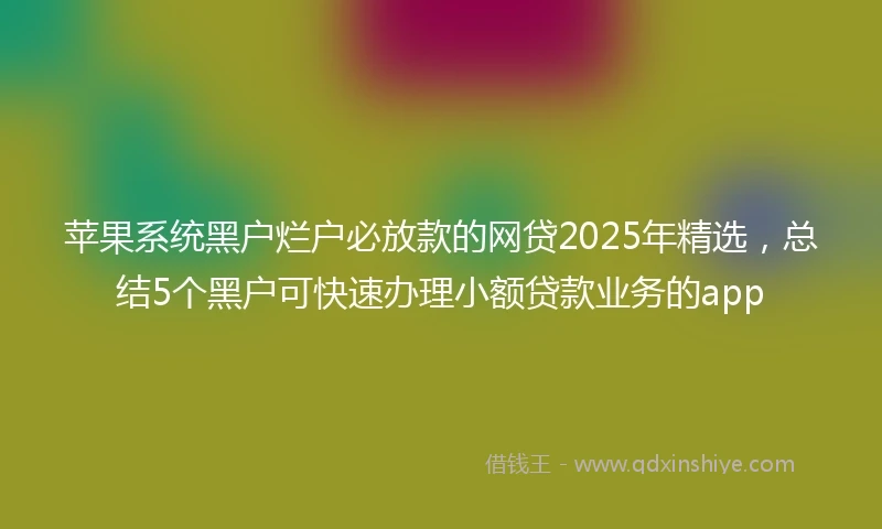 苹果系统黑户烂户必放款的网贷2025年精选，总结5个黑户可快速办理小额贷款业务的app