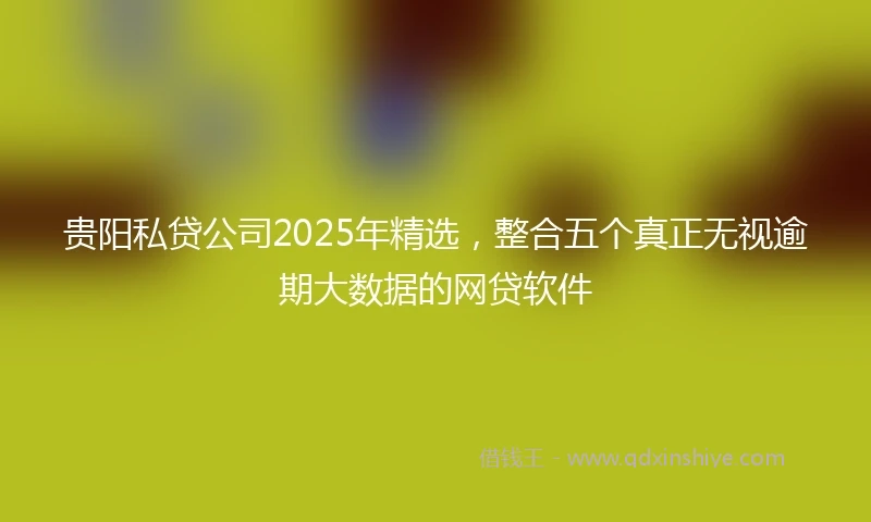 贵阳私贷公司2025年精选，整合五个真正无视逾期大数据的网贷软件