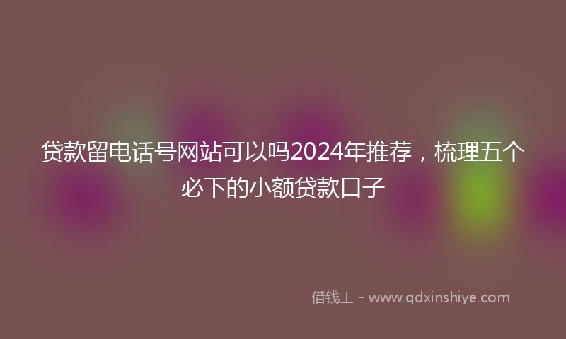 贷款留电话号网站可以吗2024年推荐,梳理五个必下的小额贷款口子