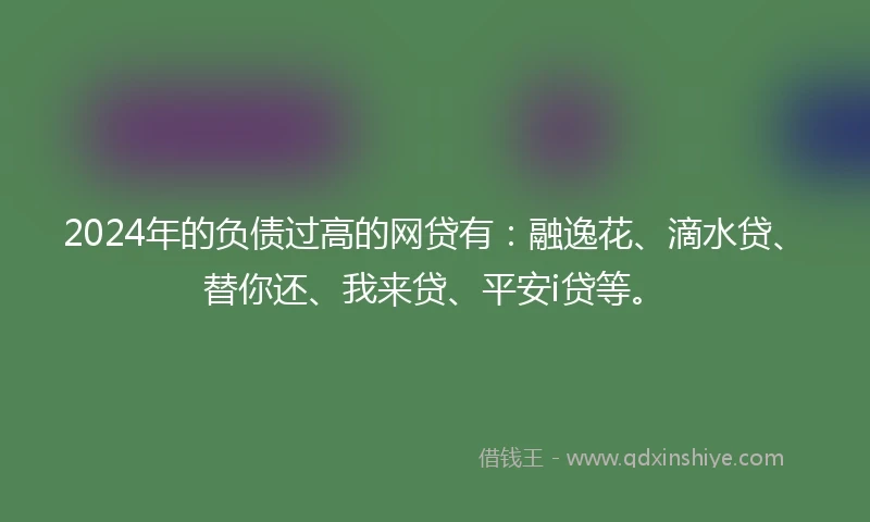 2024年的负债过高的网贷有：融逸花、滴水贷、替你还、我来贷、平安i贷等。