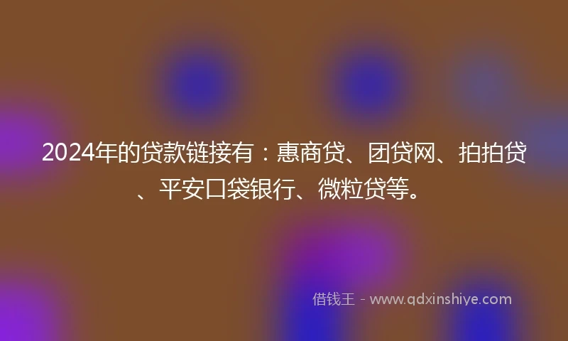 2024年的贷款链接有：惠商贷、团贷网、拍拍贷、平安口袋银行、微粒贷等。