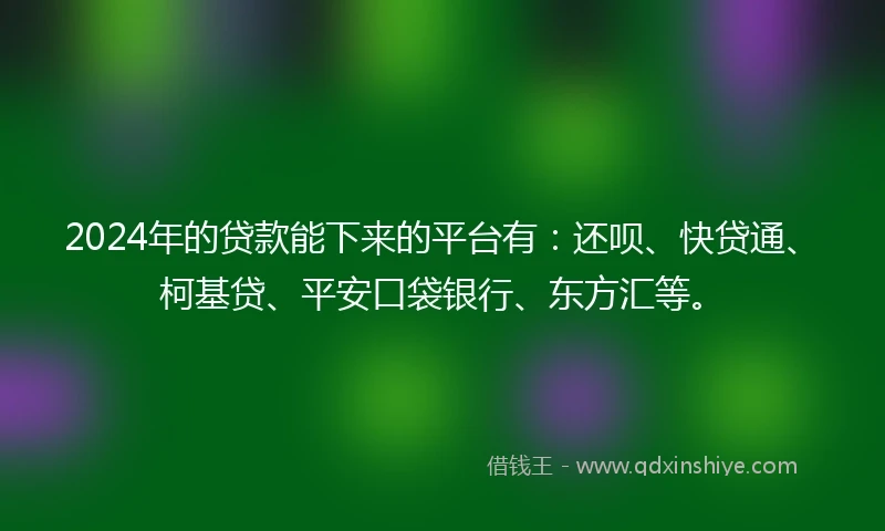 2024年的贷款能下来的平台有：还呗、快贷通、柯基贷、平安口袋银行、东方汇等。