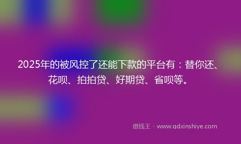 2025年的被风控了还能下款的平台有：替你还、花呗、拍拍贷、好期贷、省呗等。