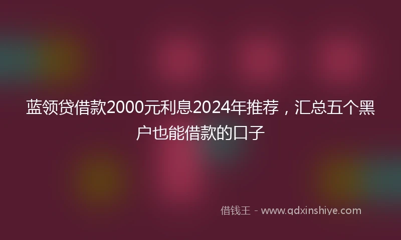 蓝领贷借款2000元利息2024年推荐，汇总五个黑户也能借款的口子