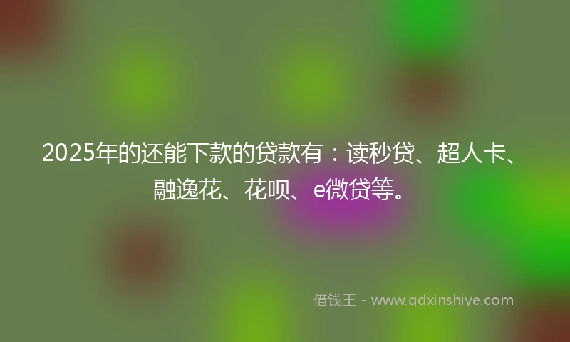 2025年的还能下款的贷款有：读秒贷、超人卡、融逸花、花呗、e微贷等。