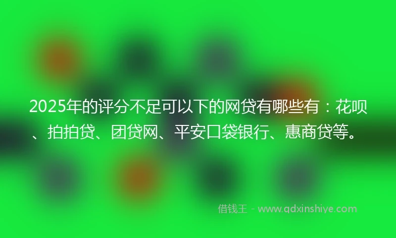 2025年的评分不足可以下的网贷有哪些有：花呗、拍拍贷、团贷网、平安口袋银行、惠商贷等。