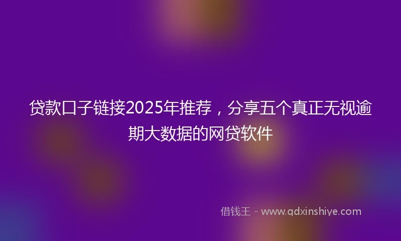 贷款口子链接2025年推荐，分享五个真正无视逾期大数据的网贷软件