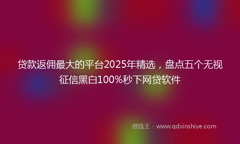 贷款返佣最大的平台2025年精选，盘点五个无视征信黑白100%秒下网贷软件