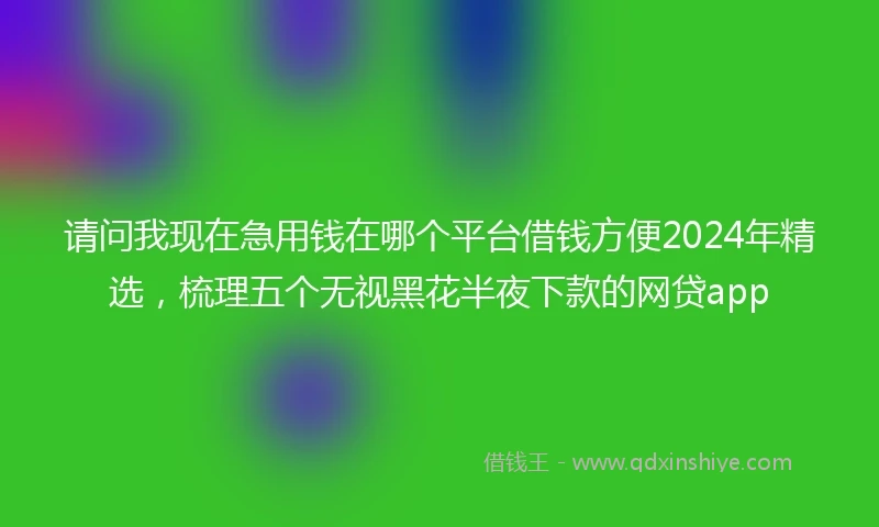 请问我现在急用钱在哪个平台借钱方便2024年精选，梳理五个无视黑花半夜下款的网贷app