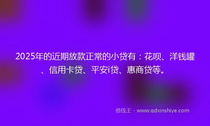 2025年的近期放款正常的小贷有：花呗、洋钱罐、信用卡贷、平安i贷、惠商贷等。
