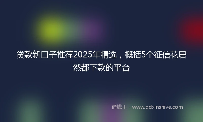 贷款新口子推荐2025年精选，概括5个征信花居然都下款的平台