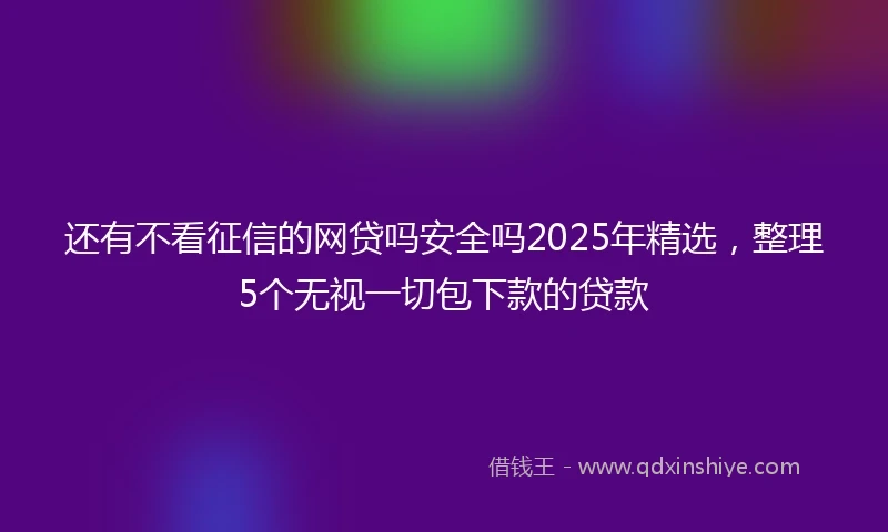 还有不看征信的网贷吗安全吗2025年精选，整理5个无视一切包下款的贷款