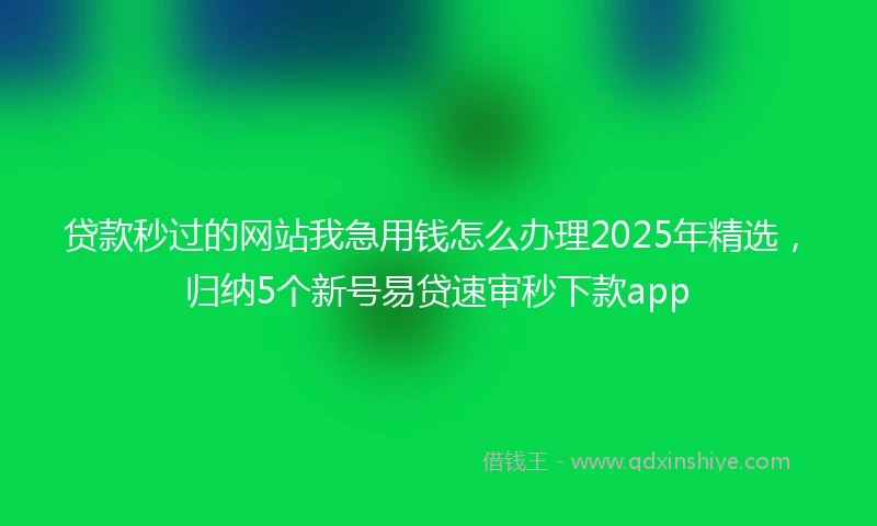 贷款秒过的网站我急用钱怎么办理2025年精选，归纳5个新号易贷速审秒下款app