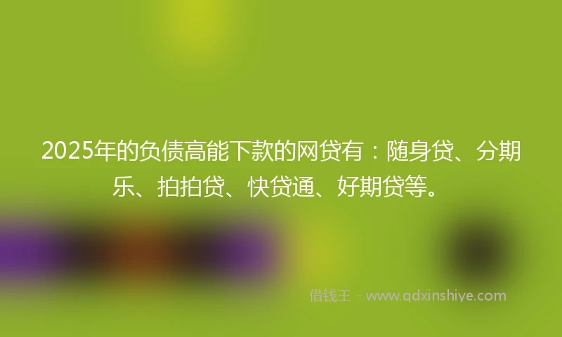 2025年的负债高能下款的网贷有：随身贷、分期乐、拍拍贷、快贷通、好期贷等。