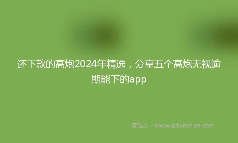 还下款的高炮2024年精选，分享五个高炮无视逾期能下的app