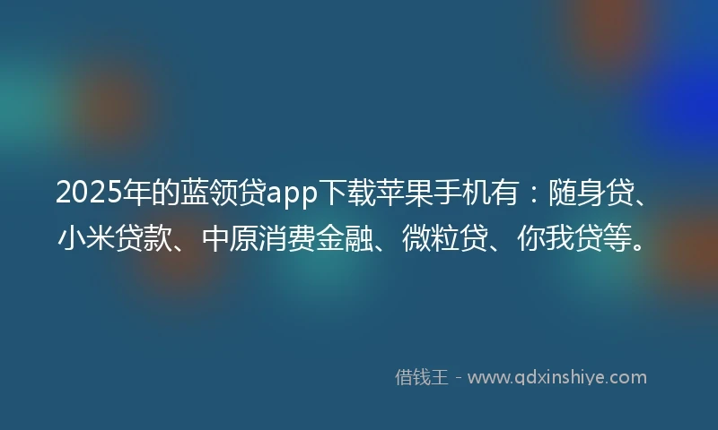 2025年的蓝领贷app下载苹果手机有：随身贷、小米贷款、中原消费金融、微粒贷、你我贷等。