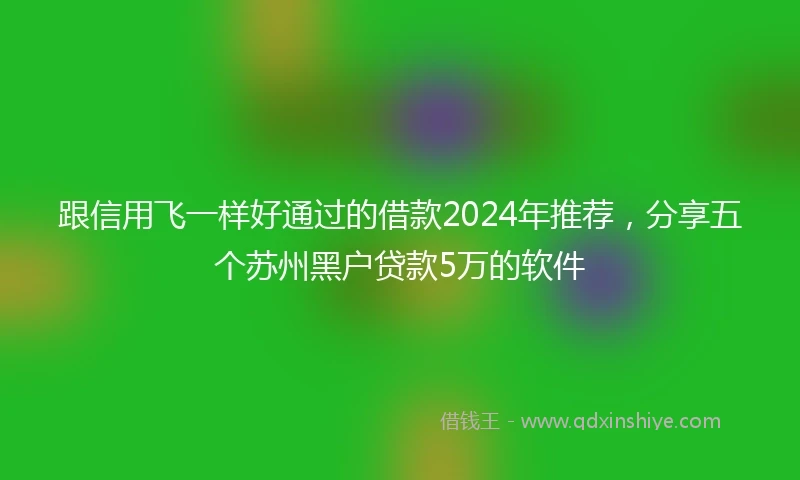 跟信用飞一样好通过的借款2024年推荐，分享五个苏州黑户贷款5万的软件