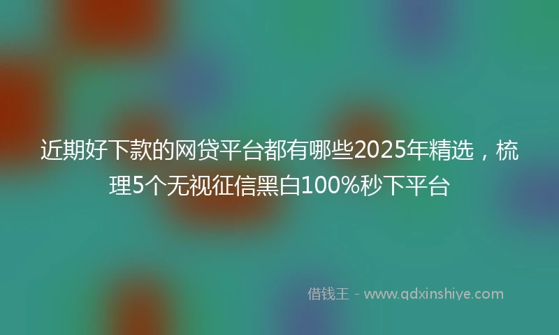 近期好下款的网贷平台都有哪些2025年精选，梳理5个无视征信黑白100%秒下平台