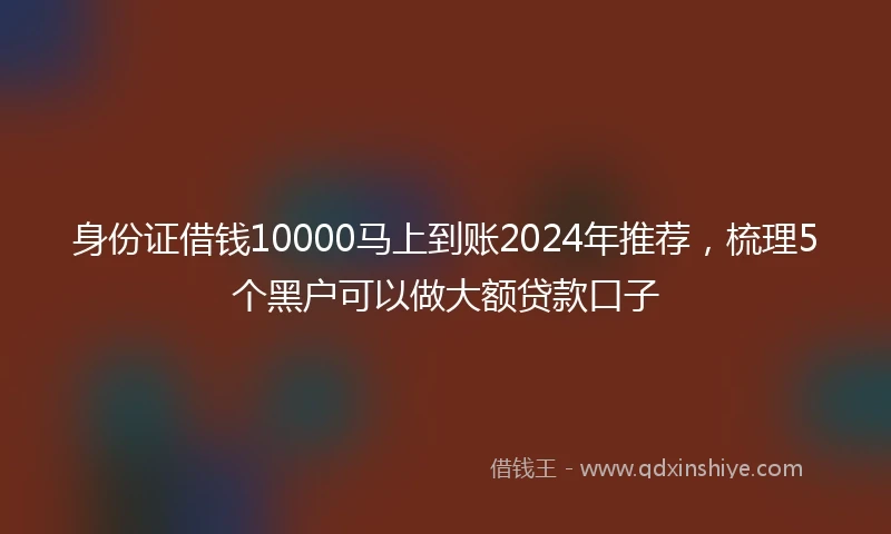 身份证借钱10000马上到账2024年推荐，梳理5个黑户可以做大额贷款口子
