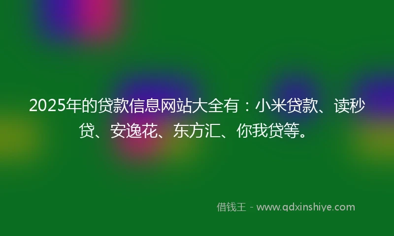 2025年的贷款信息网站大全有：小米贷款、读秒贷、安逸花、东方汇、你我贷等。