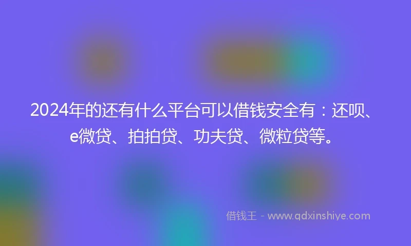 2024年的还有什么平台可以借钱安全有：还呗、e微贷、拍拍贷、功夫贷、微粒贷等。