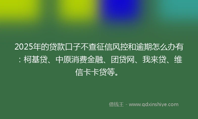2025年的贷款口子不查征信风控和逾期怎么办有：柯基贷、中原消费金融、团贷网、我来贷、维信卡卡贷等。