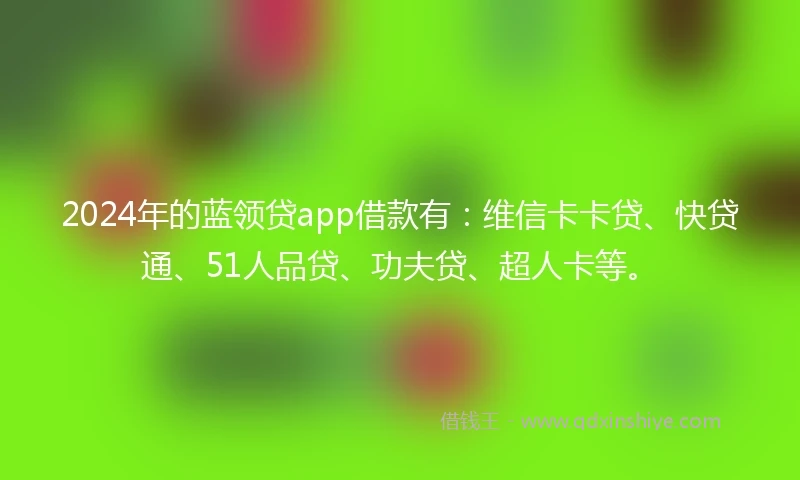 2024年的蓝领贷app借款有：维信卡卡贷、快贷通、51人品贷、功夫贷、超人卡等。