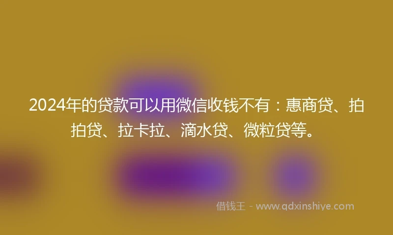 2024年的贷款可以用微信收钱不有：惠商贷、拍拍贷、拉卡拉、滴水贷、微粒贷等。