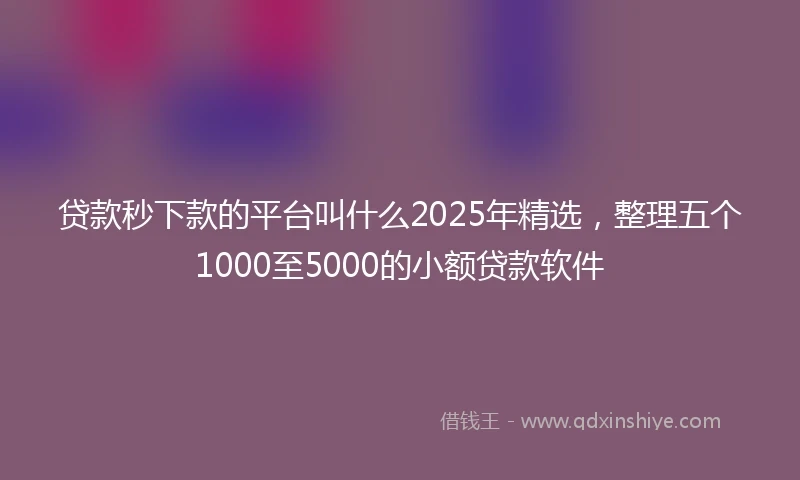 贷款秒下款的平台叫什么2025年精选，整理五个1000至5000的小额贷款软件