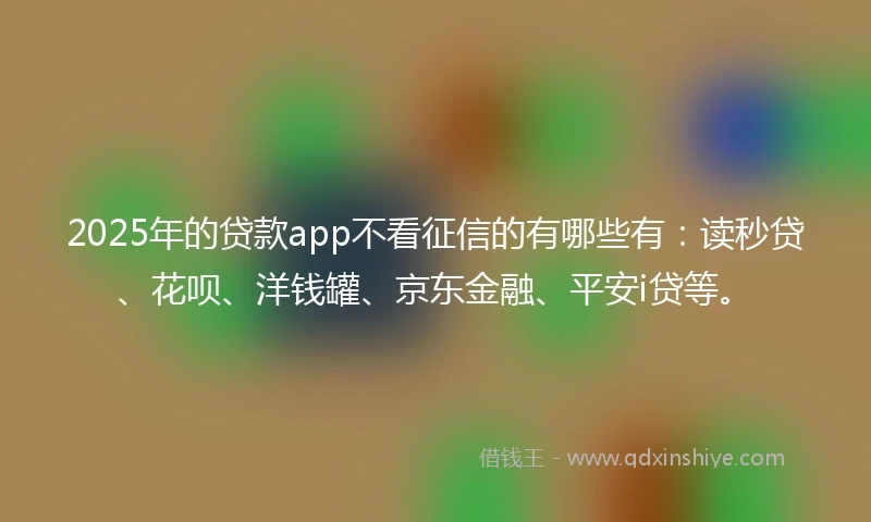 2025年的贷款app不看征信的有哪些有：读秒贷、花呗、洋钱罐、京东金融、平安i贷等。