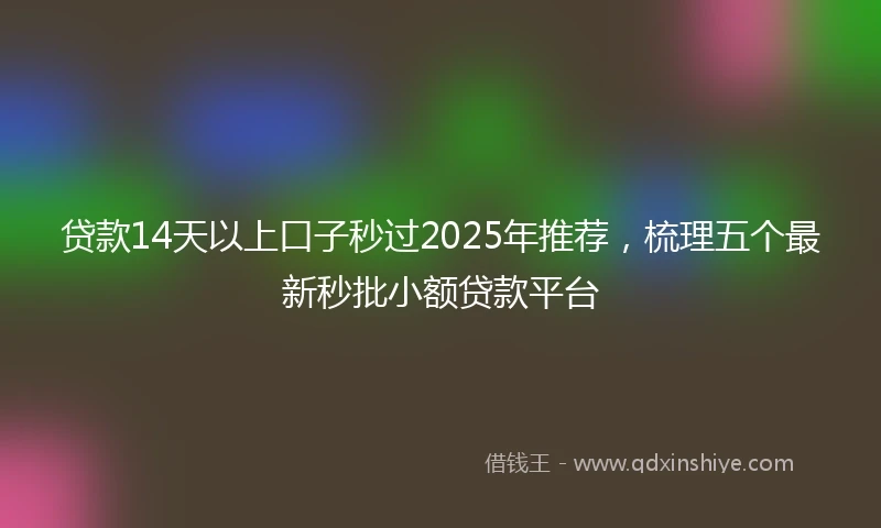 贷款14天以上口子秒过2025年推荐，梳理五个最新秒批小额贷款平台