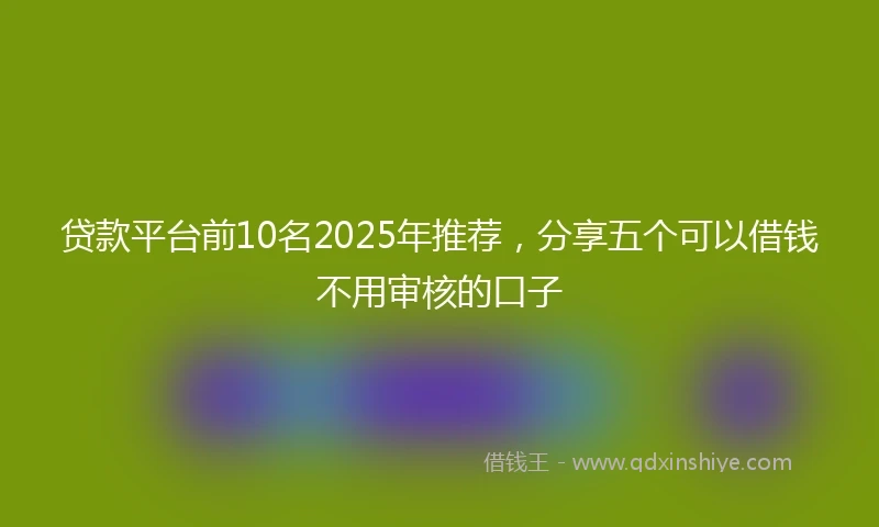 贷款平台前10名2025年推荐，分享五个可以借钱不用审核的口子