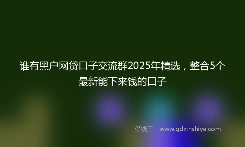 谁有黑户网贷口子交流群2025年精选，整合5个最新能下来钱的口子